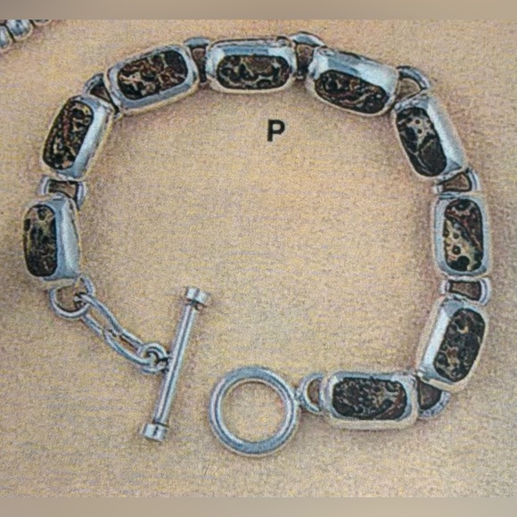 Silpada Rare HTF Sterling Silver & Leopard Jasper Toggle Clasp Bracelet - Picture 15 of 15